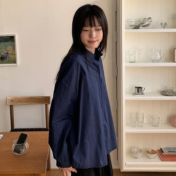 Ebenk Back Ribbon Cotton Over Shirt